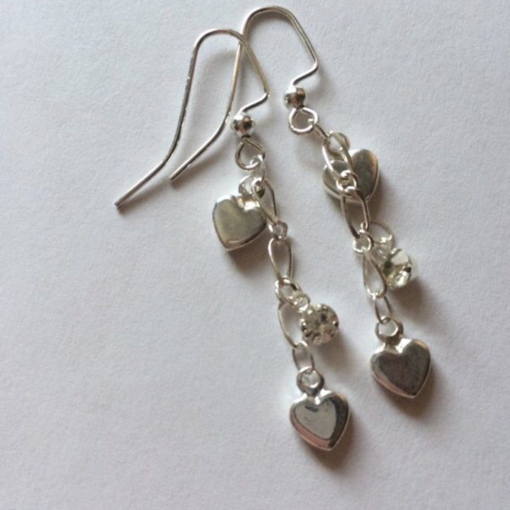Silver Plated Heart Earrings Swarovski Crystal